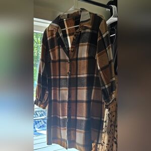 Brown long flannel